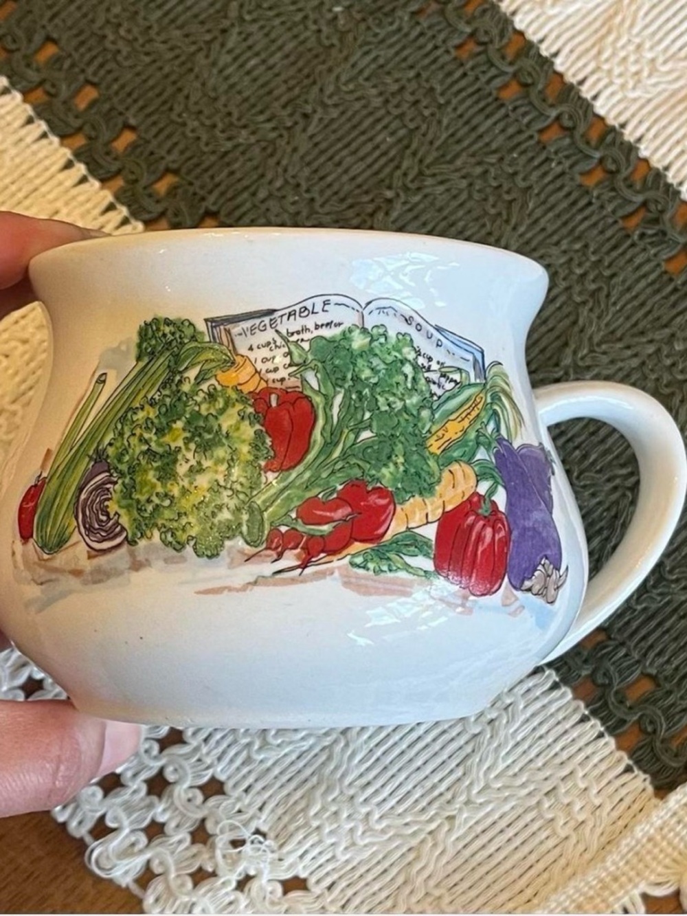 Gibson White Vegetable Garden Soup Mug with Colorful Produce Design
